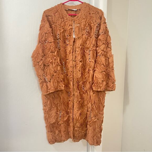 ZARA STRUCTURED PEARL BEADING COAT Size Large - Picture 10 of 11